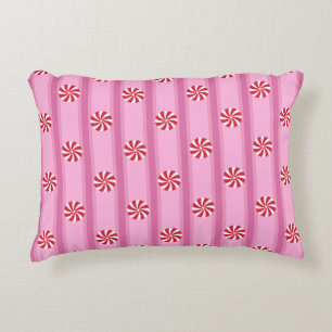Fun and Fancy Pink Christmas Peppermint Candy Accent Pillow