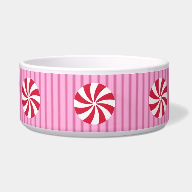 Fun and Fancy Pink Christmas Peppermint Candy Bowl (Front)