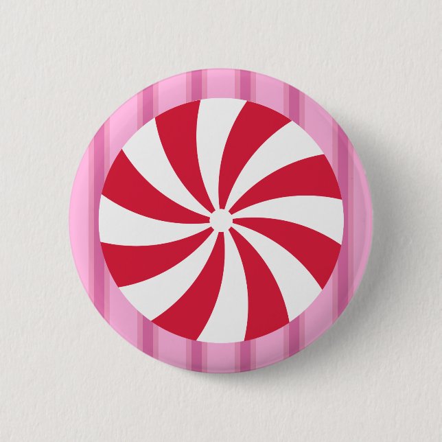 Fun and Fancy Pink Christmas Peppermint Candy Button (Front)