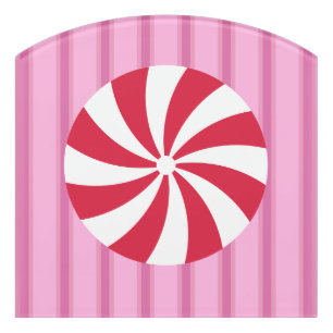 Fun and Fancy Pink Christmas Peppermint Candy Door Sign