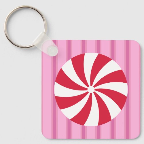 Fun and Fancy Pink Christmas Peppermint Candy Keychain