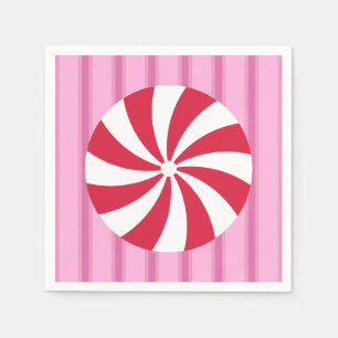 Fun and Fancy Pink Christmas Peppermint Candy Napkins