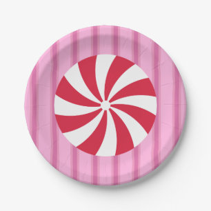 Fun and Fancy Pink Christmas Peppermint Candy Paper Plates