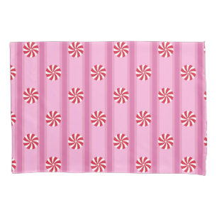 Fun and Fancy Pink Christmas Peppermint Candy Pillow Case