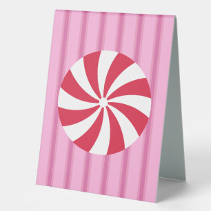 Fun and Fancy Pink Christmas Peppermint Candy Table Tent