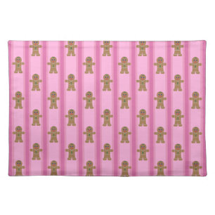 Fun and Fancy Pink Gingerbread Man Cloth Placemat