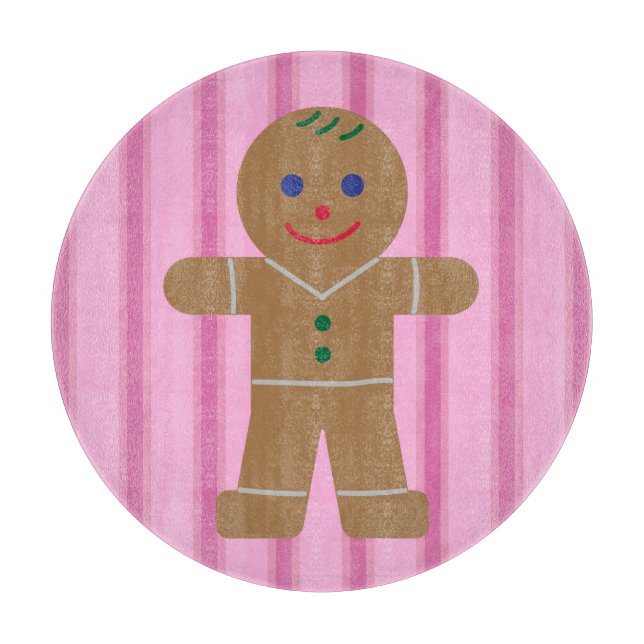 Fun and Fancy Pink Gingerbread Man Cutting Board (Front)