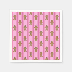 Fun and Fancy Pink Gingerbread Man Napkins