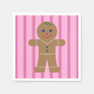 Fun and Fancy Pink Gingerbread Man Napkins