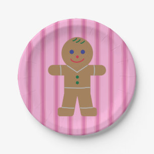Fun and Fancy Pink Gingerbread Man Paper Plates