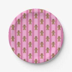 Fun and Fancy Pink Gingerbread Man Paper Plates