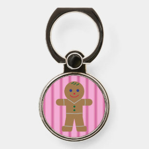 Fun and Fancy Pink Gingerbread Man Phone Ring Stand