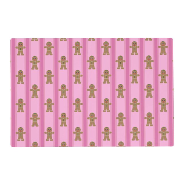 Fun and Fancy Pink Gingerbread Man Placemat (Front)