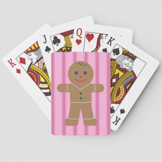 Fun and Fancy Pink Gingerbread Man Poker Cards (Back)