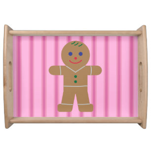Fun and Fancy Pink Gingerbread Man Serving Tray