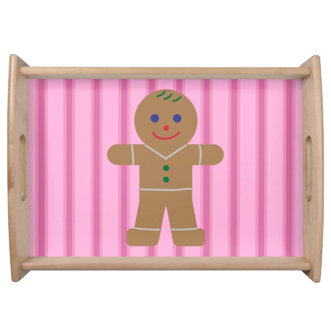 Fun and Fancy Pink Gingerbread Man Serving Tray (Front)
