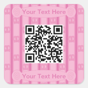 Fun and Fancy Pink Pretzel QR Square Sticker