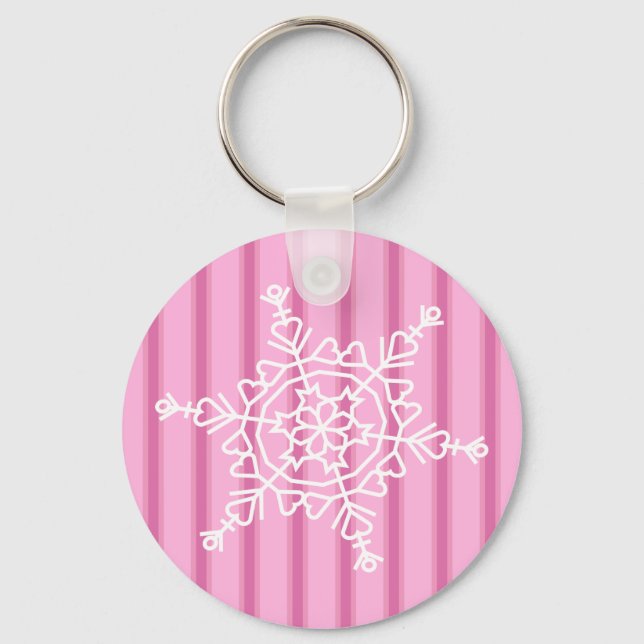 Fun and Fancy Pink Snowflake Keychain (Front)