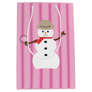 Fun and Fancy Pink Snowman Detective Medium Gift Bag