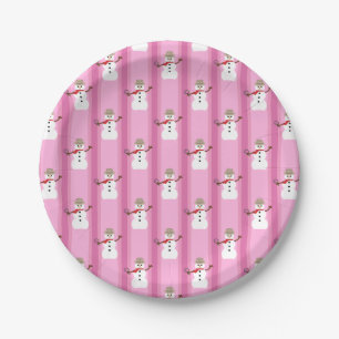 Fun and Fancy Pink Snowman Detective Paper Plates