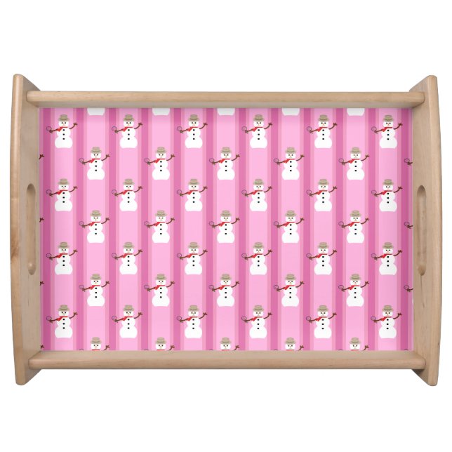 Fun and Fancy Pink Snowman Detective Serving Tray (Front)