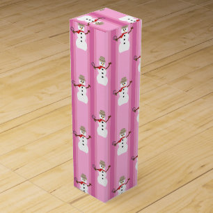Fun and Fancy Pink Snowman Detective Wine Box