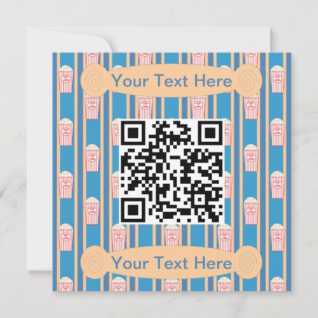 Fun and Fancy Popcorn QR Code Invitation (Front)