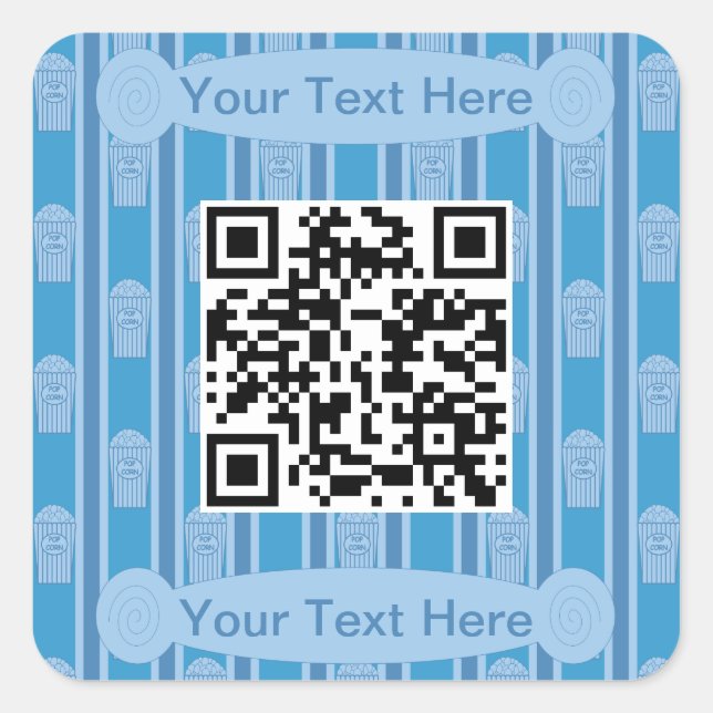 Fun and Fancy Popcorn QR Code Square Sticker (Front)