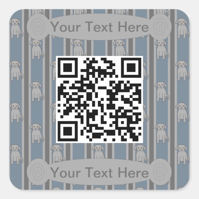 Fun and Fancy Puppy QR Code Square Sticker (Front)
