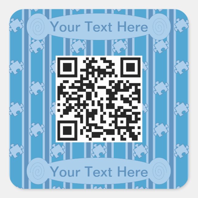 Fun and Fancy Puzzle QR Code Square Sticker (Front)