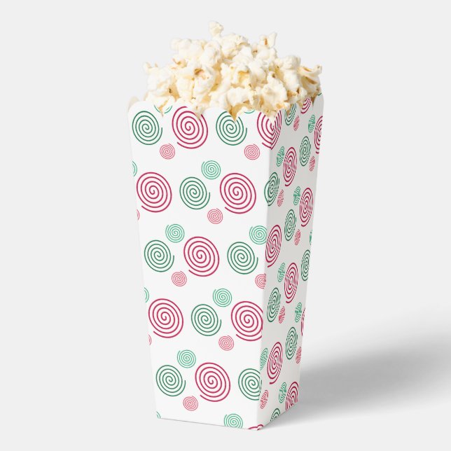 Fun and Fancy Red and Green Spirals Popcorn Favor Boxes (Popped)