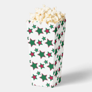 Fun and Fancy Red and Green Stars Popcorn Favor Boxes