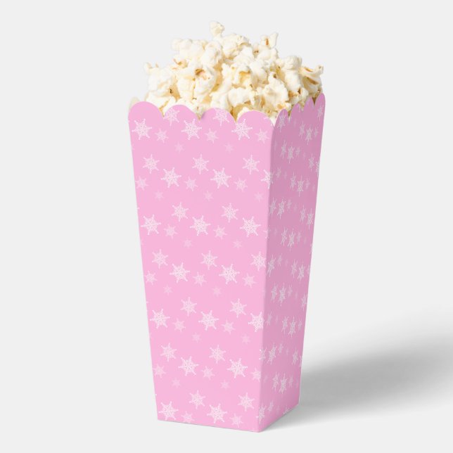 Fun and Fancy Snowflake Pink Popcorn Favor Boxes (Popped)