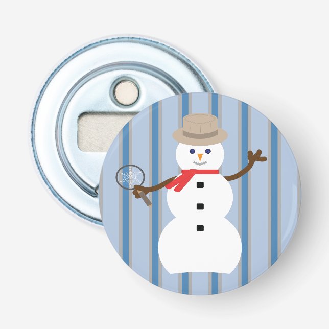Fun and Fancy Snowman Detective Bottle Opener (Front)