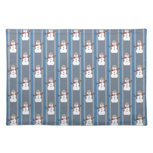 Fun and Fancy Snowman Detective Cloth Placemat (Front)