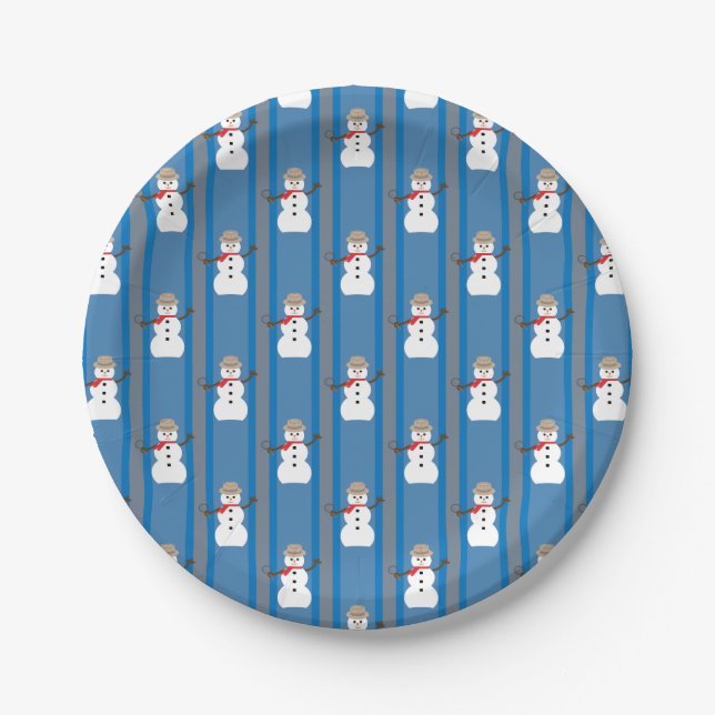 Fun and Fancy Snowman Detective Paper Plates (Front)