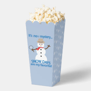 Fun and Fancy Snowman Detective Snow Days Popcorn Favor Boxes