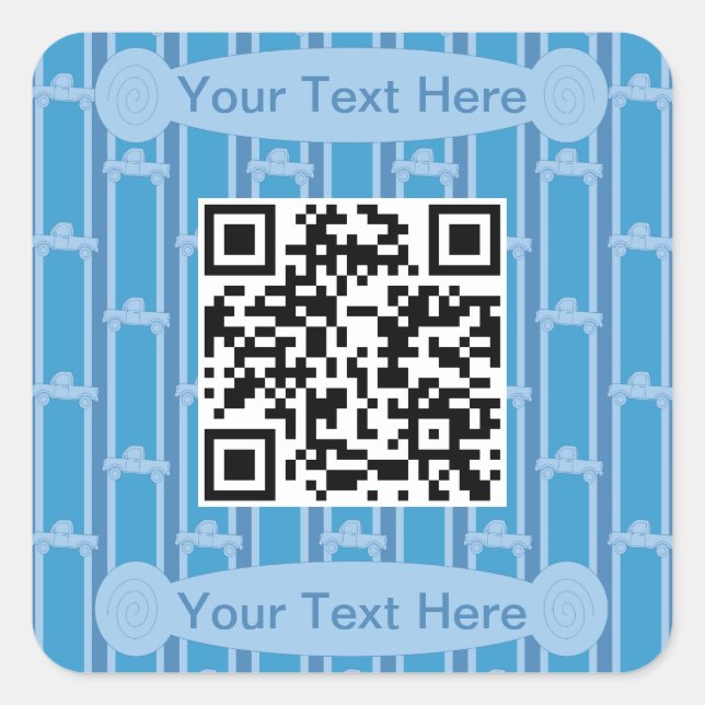 Fun and Fancy Truck QR Code Square Sticker (Front)