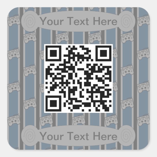 Fun and Fancy Video Game Controller QR Code Square Sticker (Front)