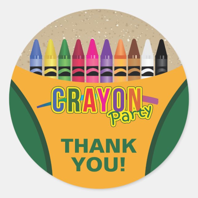 Fun and Festive Crayon Classic Round Sticker (Front)