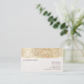 Fun and Festive Girly Gold Sparkly Sequin Business Card (Standing Front)