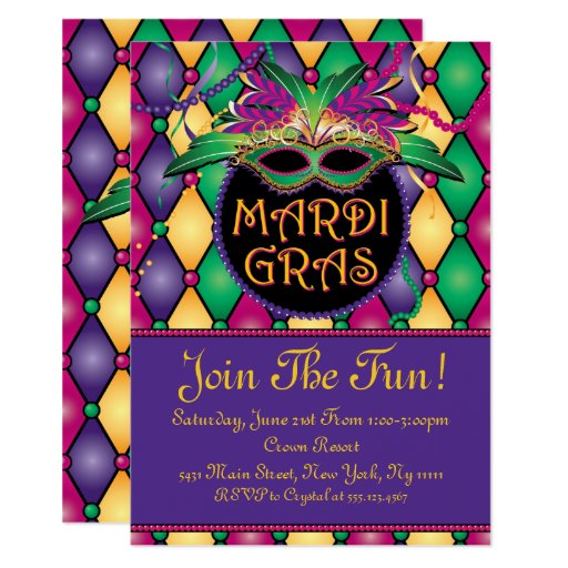 Mardi Gras Birthday Invitations 6