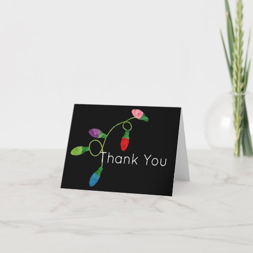 Fun and Festive String of Christmas Lights Wedding Thank You Card