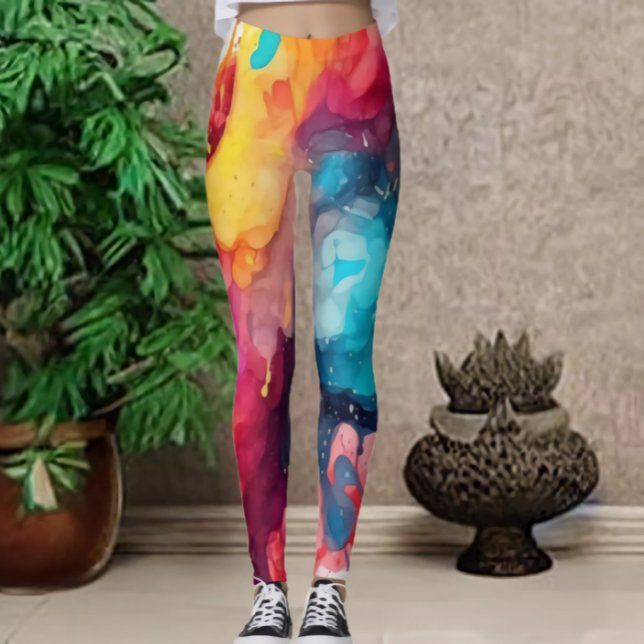 Fun and Fierce colorful Watercolor  Print Leggings (Creator Uploaded)