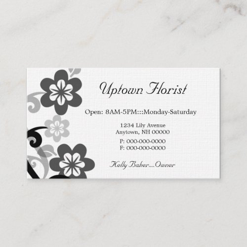 Fun and Flirty Floral Business Card, Gray