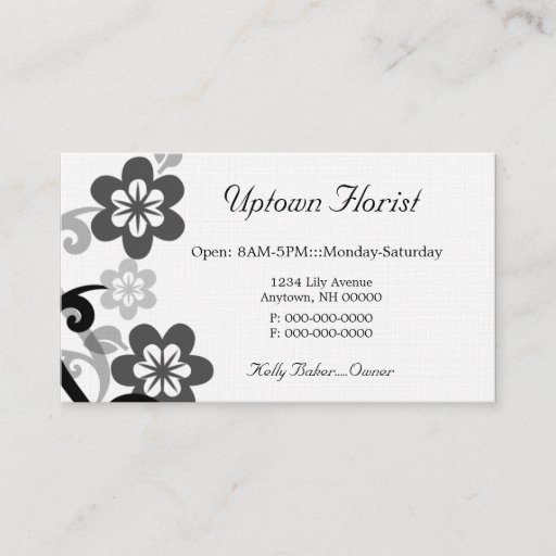 Customizable Fun and Flirty Floral Business Card, Gray