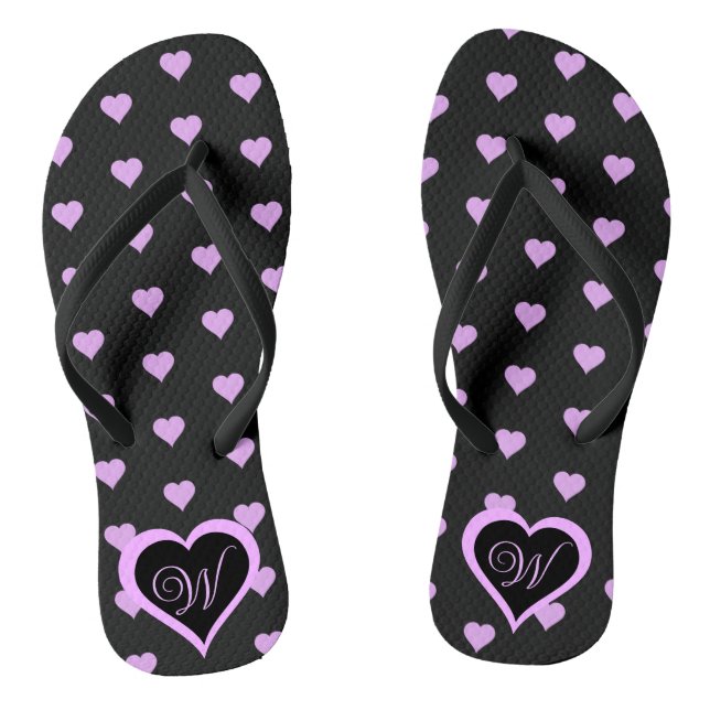 Fun and Flirty Pink Hearts Personalized Flip Flops (Footbed)