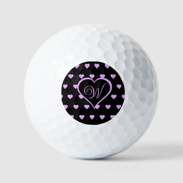 Fun and Flirty Pink Hearts Personalized  Golf Balls (Front)