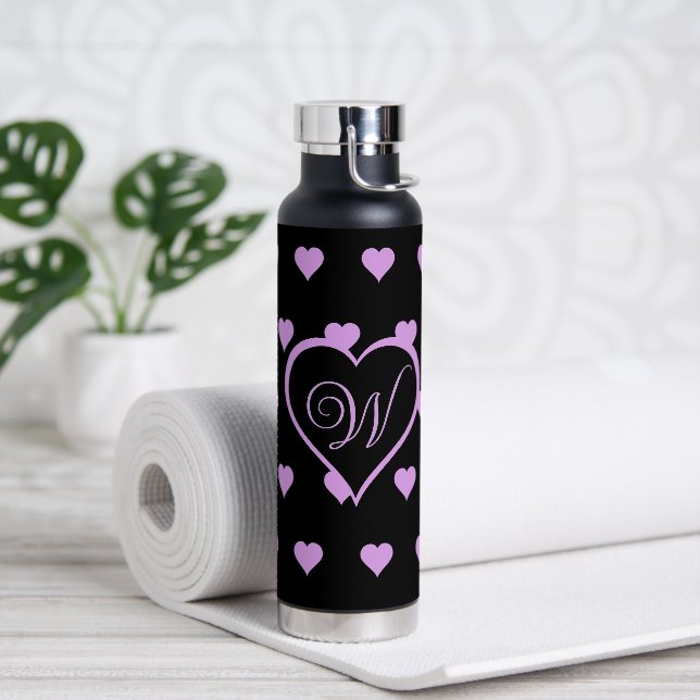 Fun and Flirty Pink Hearts Personalized Water Bottle (Yoga)