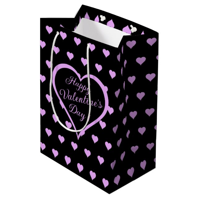 Fun and Flirty Pink Hearts Valentine's Medium Gift Bag (Back Angled)